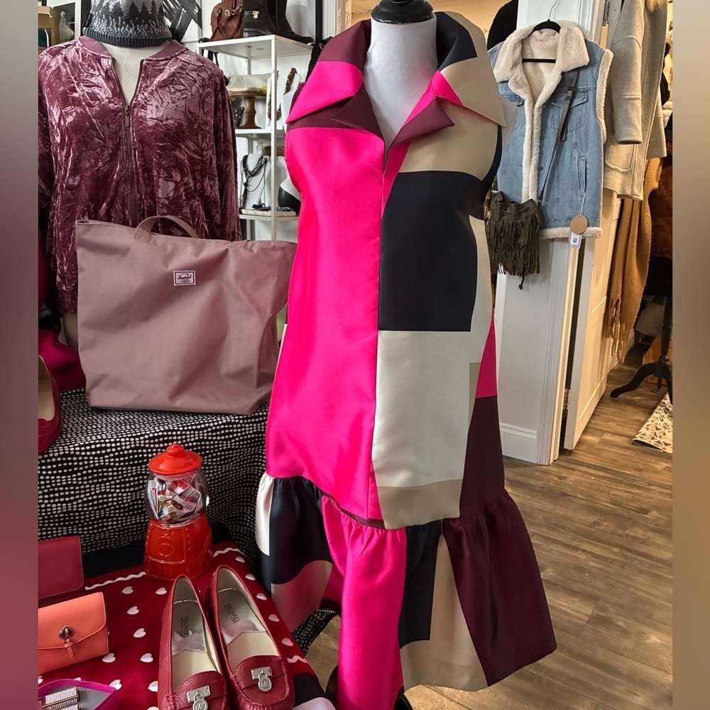 Porta Romana color block pink dress